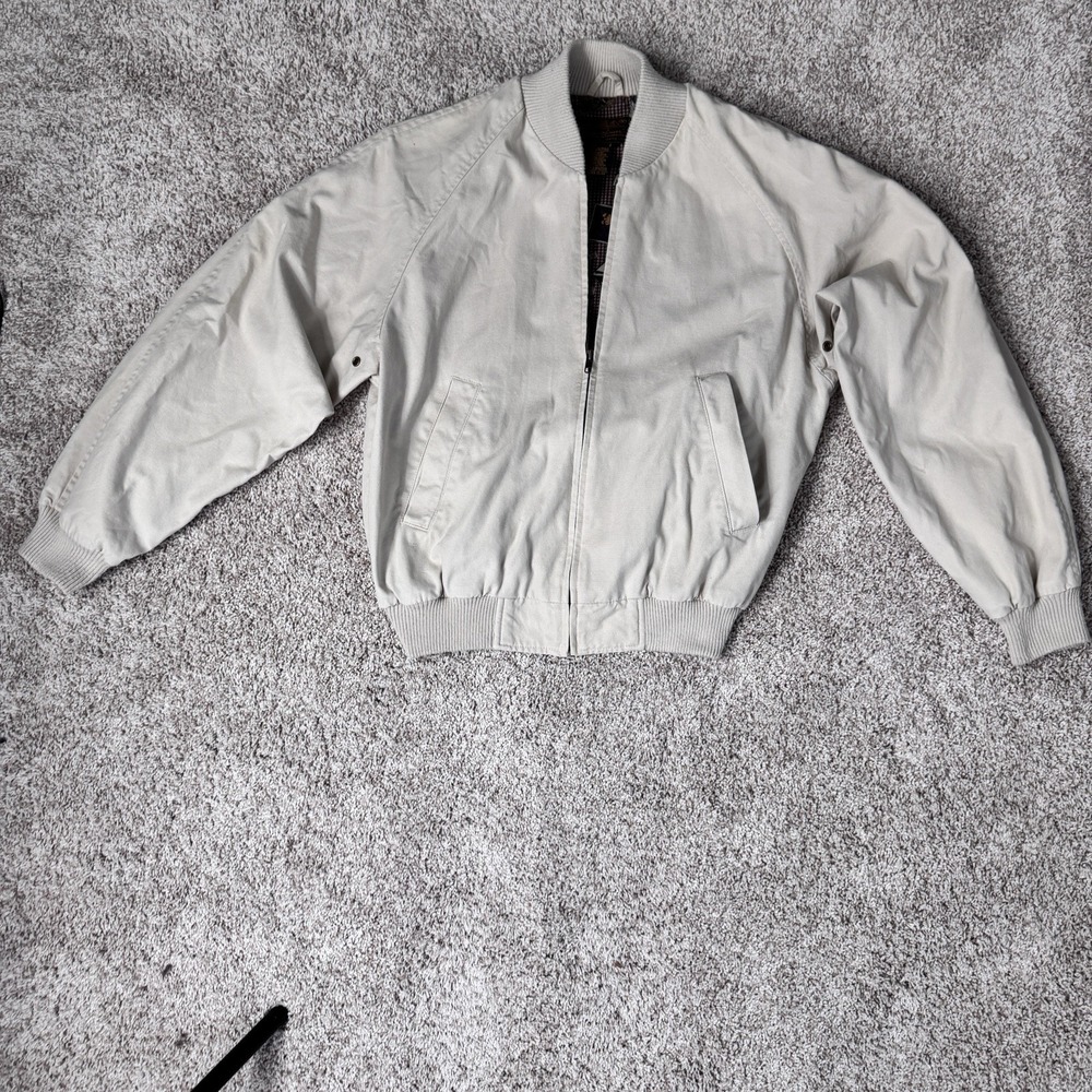 Vintage Eddie Bauer Mens Harrington Jacket Sz S Bomber Khaki Canvas 90s Baggy - Picture 2 of 12
